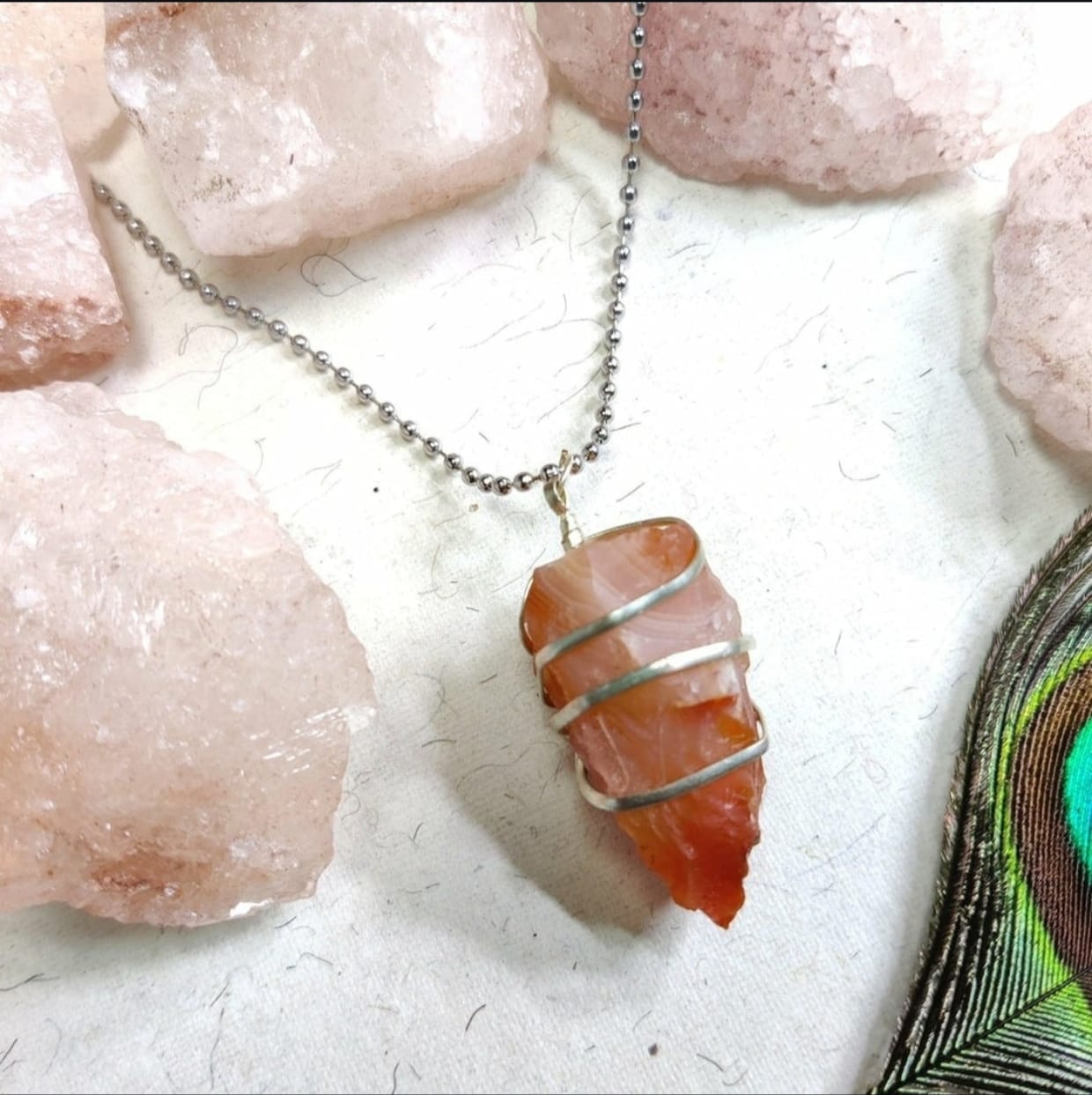 Handcrafted Raw Stone Pendant Necklace