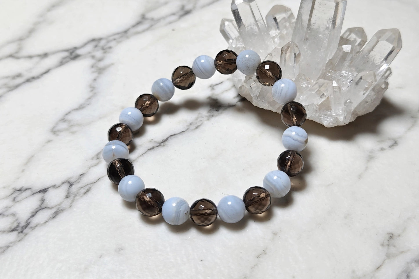 Smoky Quartz & Aquamarine Bracelet | Natural Crystal Bracelet for Calm, Clarity & Inner Strength