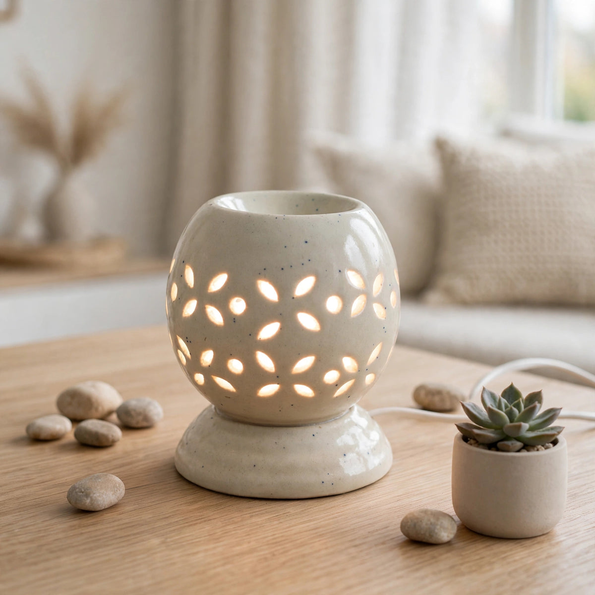 Ivory Ceramic Aroma Diffuser and Essential Oil Burner